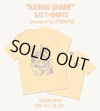 XLサイズラスト1枚で終了 FUCKIN' MELLOW CLOTHING / "KARMA SHARK" designed by illsynapse Tシャツ GOLD