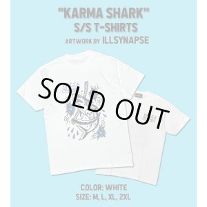 画像1: Mサイズラスト1枚で終了 FUCKIN' MELLOW CLOTHING / "KARMA SHARK" designed by illsynapse Tシャツ WHITE