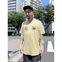 FUCKIN' MELLOW CLOTHING / Old Panther artwork by JUN of Black Star Tattoo 半袖 Tシャツ TAN