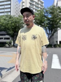 FUCKIN' MELLOW CLOTHING / Old Panther artwork by JUN of Black Star Tattoo 半袖 Tシャツ TAN