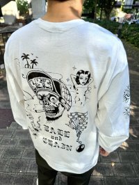 送料無料 FUCKIN' MELLOW / LBC Skull Artwork by WACKY 長袖ポケットTシャツ ホワイト