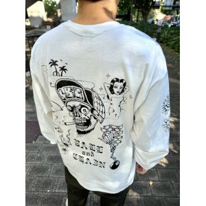 画像1: 送料無料 FUCKIN' MELLOW / LBC Skull Artwork by WACKY 長袖ポケットTシャツ ホワイト