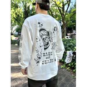 画像2: 送料無料 FUCKIN' MELLOW / LBC Skull Artwork by WACKY 長袖ポケットTシャツ ホワイト