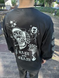 送料無料 FUCKIN' MELLOW / LBC Skull Artwork by WACKY 長袖ポケットTシャツ ブラック