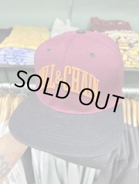 10%OFF ラスト1枚で終了 FUCKIN' MELLOW CLOTHING / Ball&Chain artwork by PICTURE MOUSE スナップバックキャップ BURGUNDY