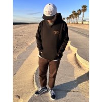 送料無料 FUCKIN' MELLOW CLOTHING / Long Beach Posse プルオーバーパーカー BLACK/BROWN