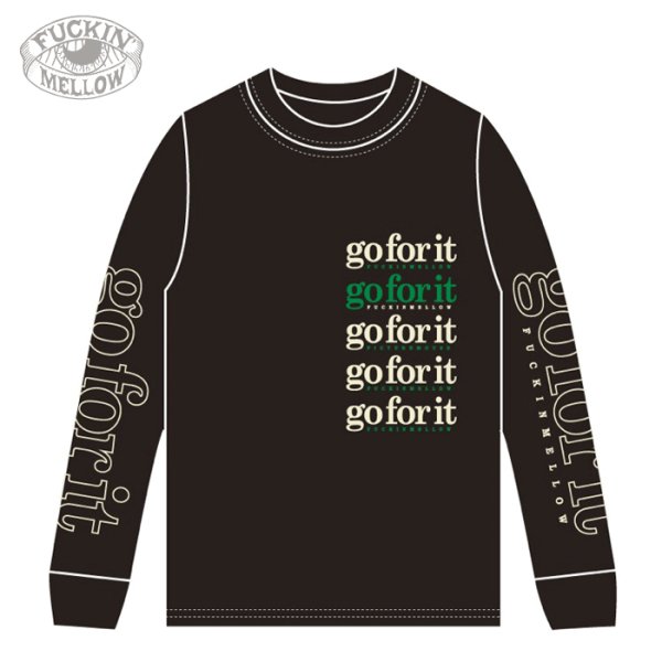 画像1: XLラスト1枚で終了 FUCKIN' MELLOW ｘ PICTUREMOUSE / ”go for it” 長袖 Tシャツ BLACK (1)