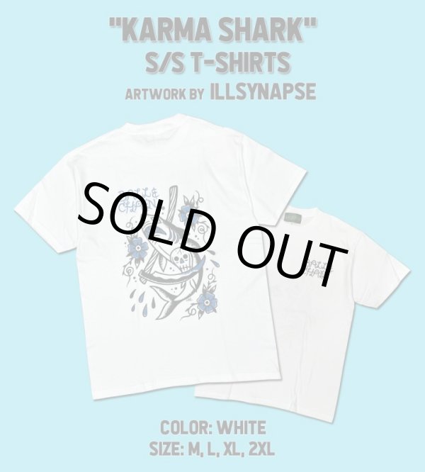 画像1: Mサイズラスト1枚で終了 FUCKIN' MELLOW CLOTHING / "KARMA SHARK" designed by illsynapse Tシャツ WHITE (1)