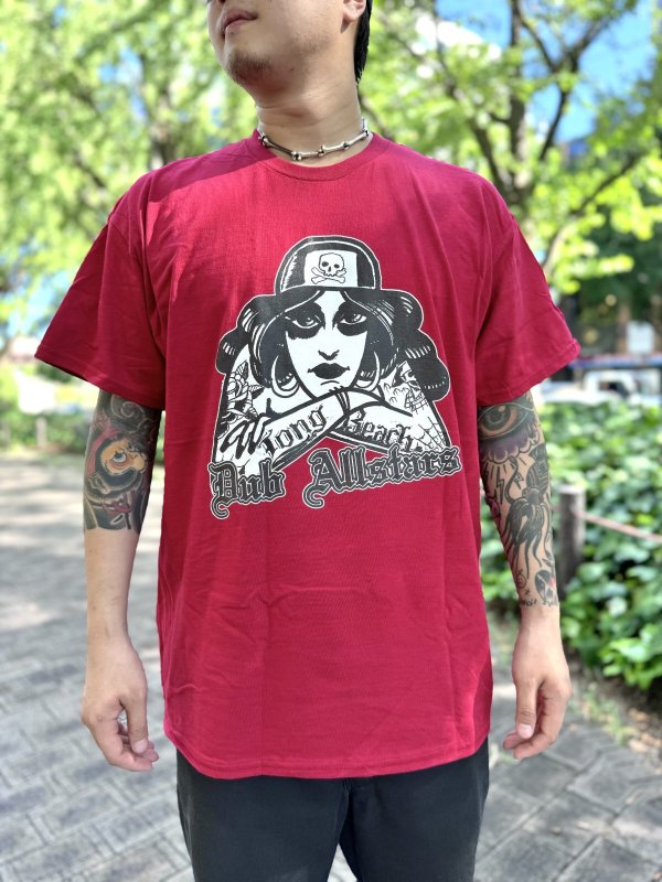 画像1: LONG BEACH DUB ALLSTARS / Tattoo Girl Artwork by Opie Ortiz Tシャツ レッド (1)